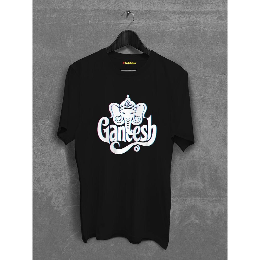 Glitch Effect Ganesha Face With Text Tshirt